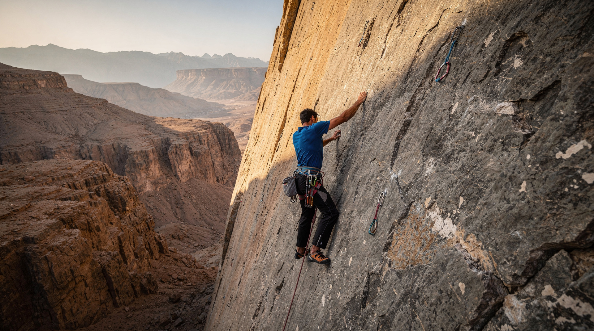 Klettern in Oman: Weltklasse-Kalksteinwände im Al-Hajar-Gebirge